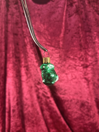 Vintage Christmas - Handblown Glass Ornament - Green Bunny - Czech Republic