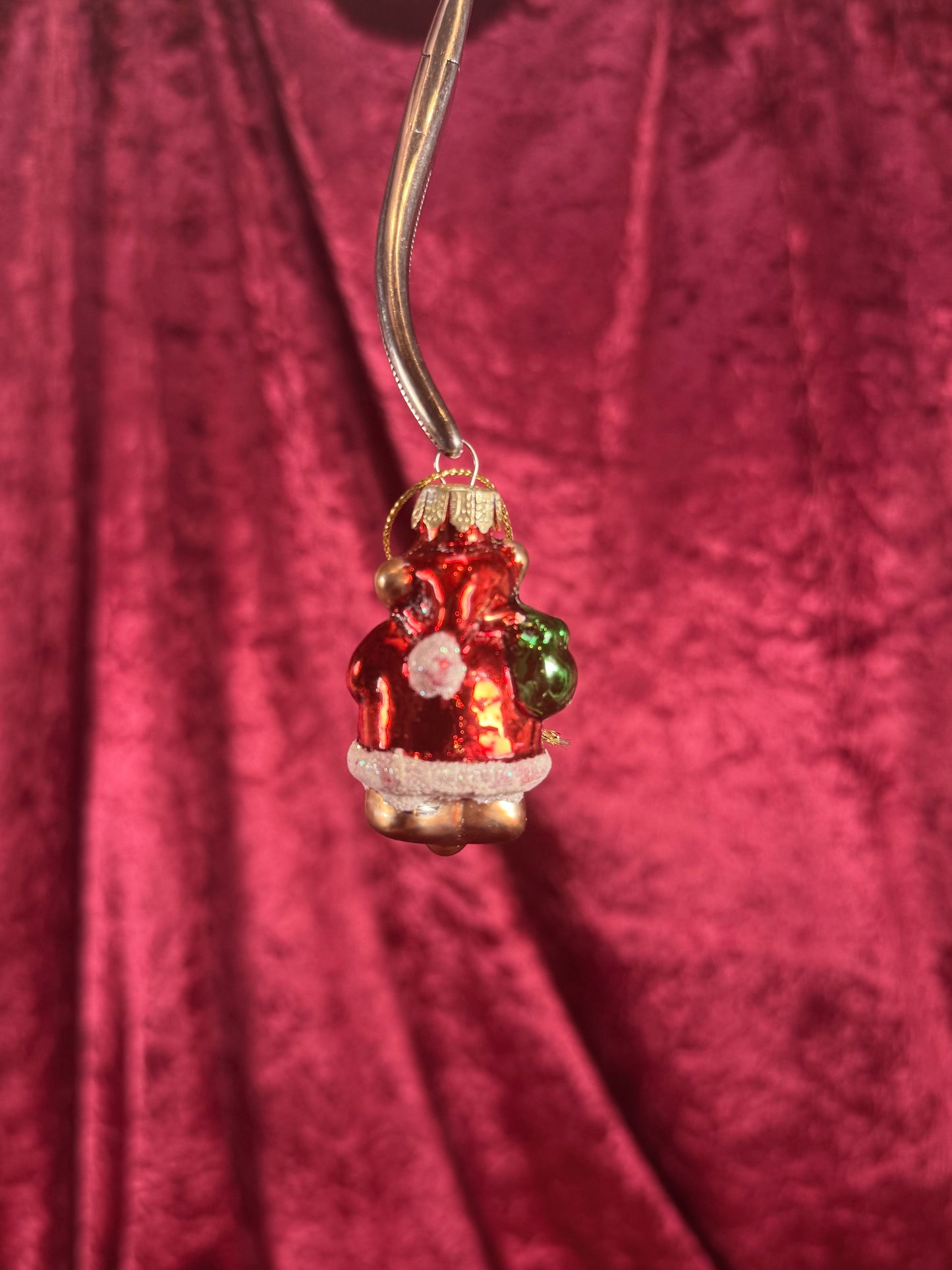 Vintage Christmas - Handblown Glass Ornament - Santa Claus Bear - 2"