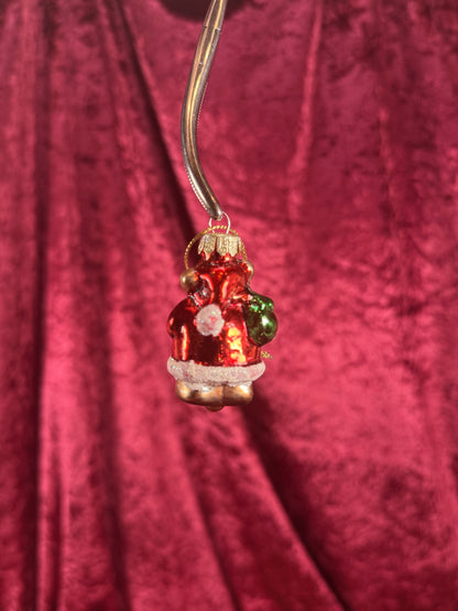 Vintage Christmas - Handblown Glass Ornament - Santa Claus Bear - 2"