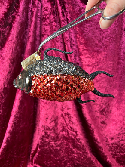 Vintage Christmas - Handblown Glass Ornament - Red and Black Koi Fish - Larry Fraga Designs