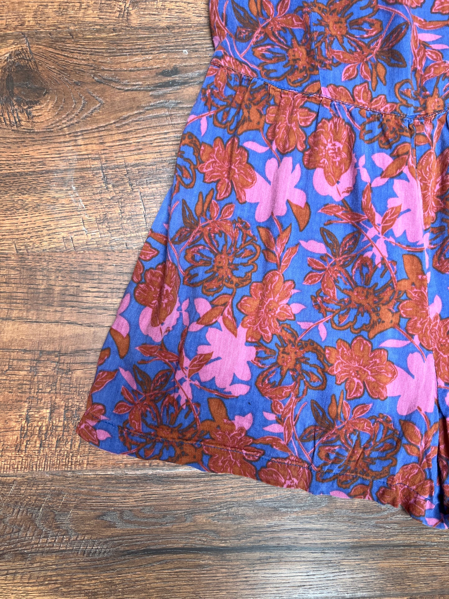 Clothing - Spaghetti Strap Romper - Pink And Blue Floral Print - Small - Fire Los Angeles