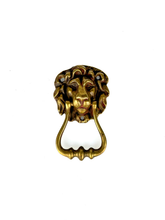 Vintage Brass Lion Head Door Knocker - 5"