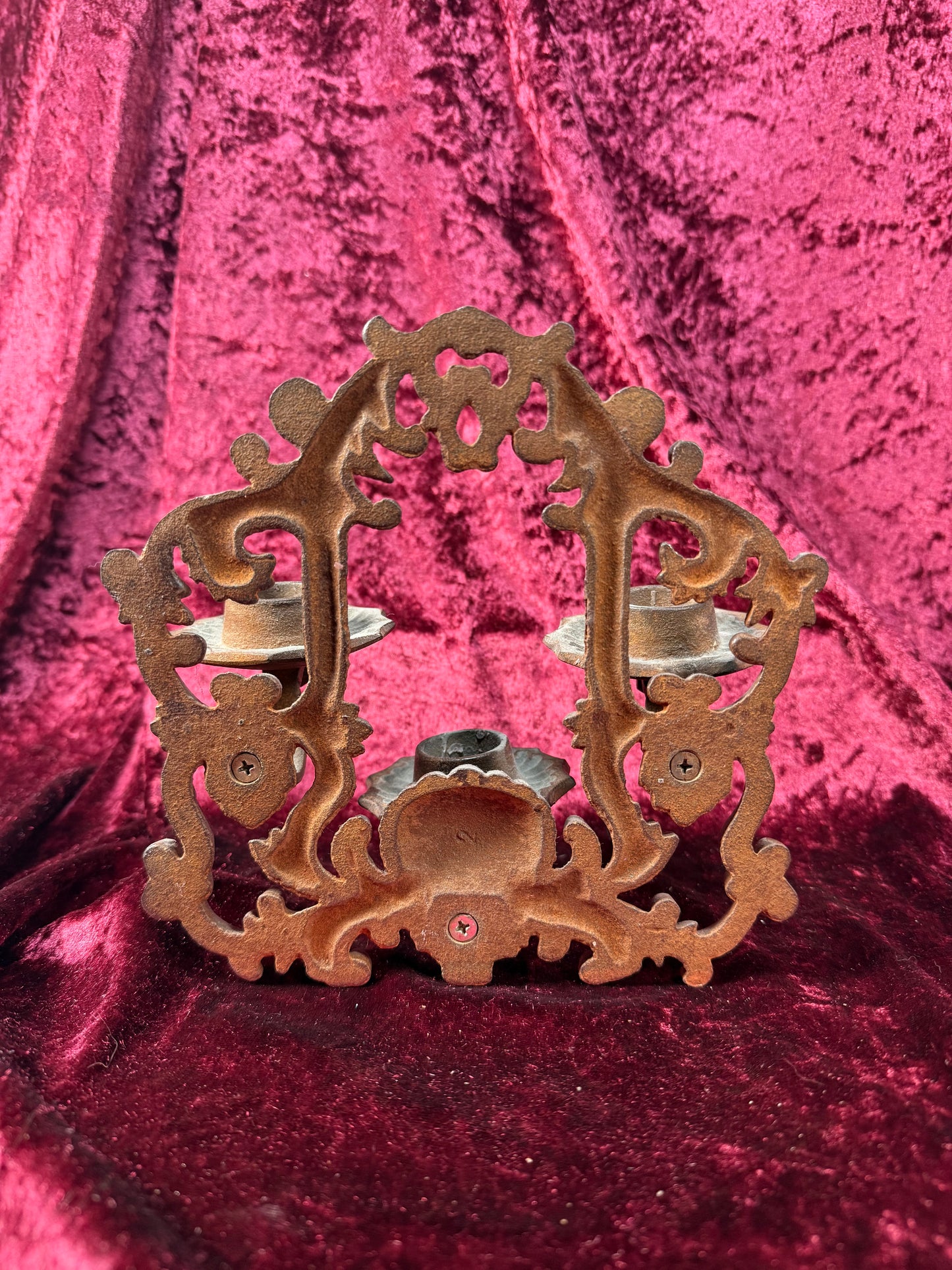 Antique Decor - Cast Iron 3 Candle Sconce - Gothic Style Fixture