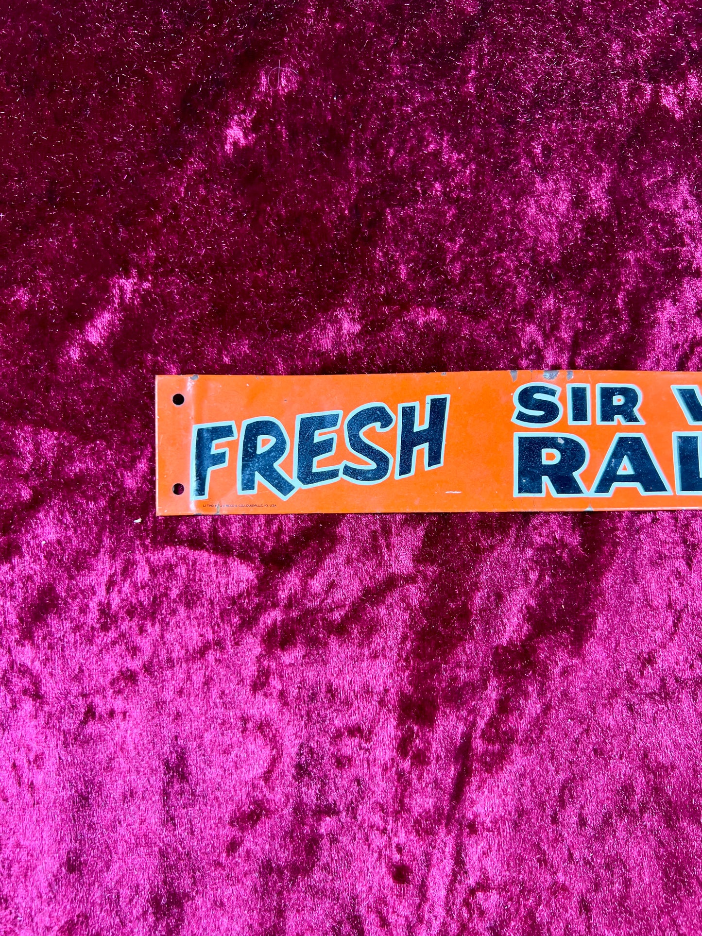 Vintage Tobacciana - Metal Enamel Advertisement Sign - Sir Walter Raleigh Fresh - Made in USA