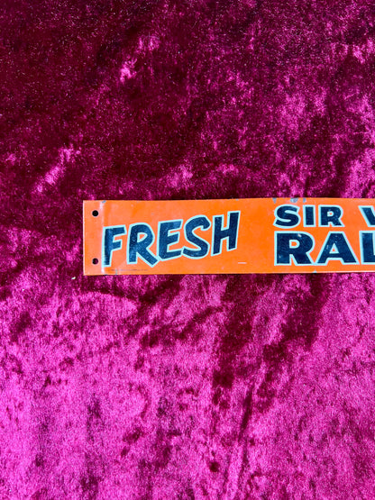Vintage Tobacciana - Metal Enamel Advertisement Sign - Sir Walter Raleigh Fresh - Made in USA