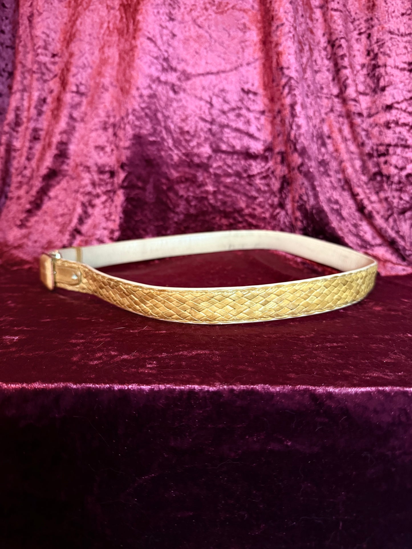 Vintage Accessories - Braided Eel Skin Leather Belt - Tan - M