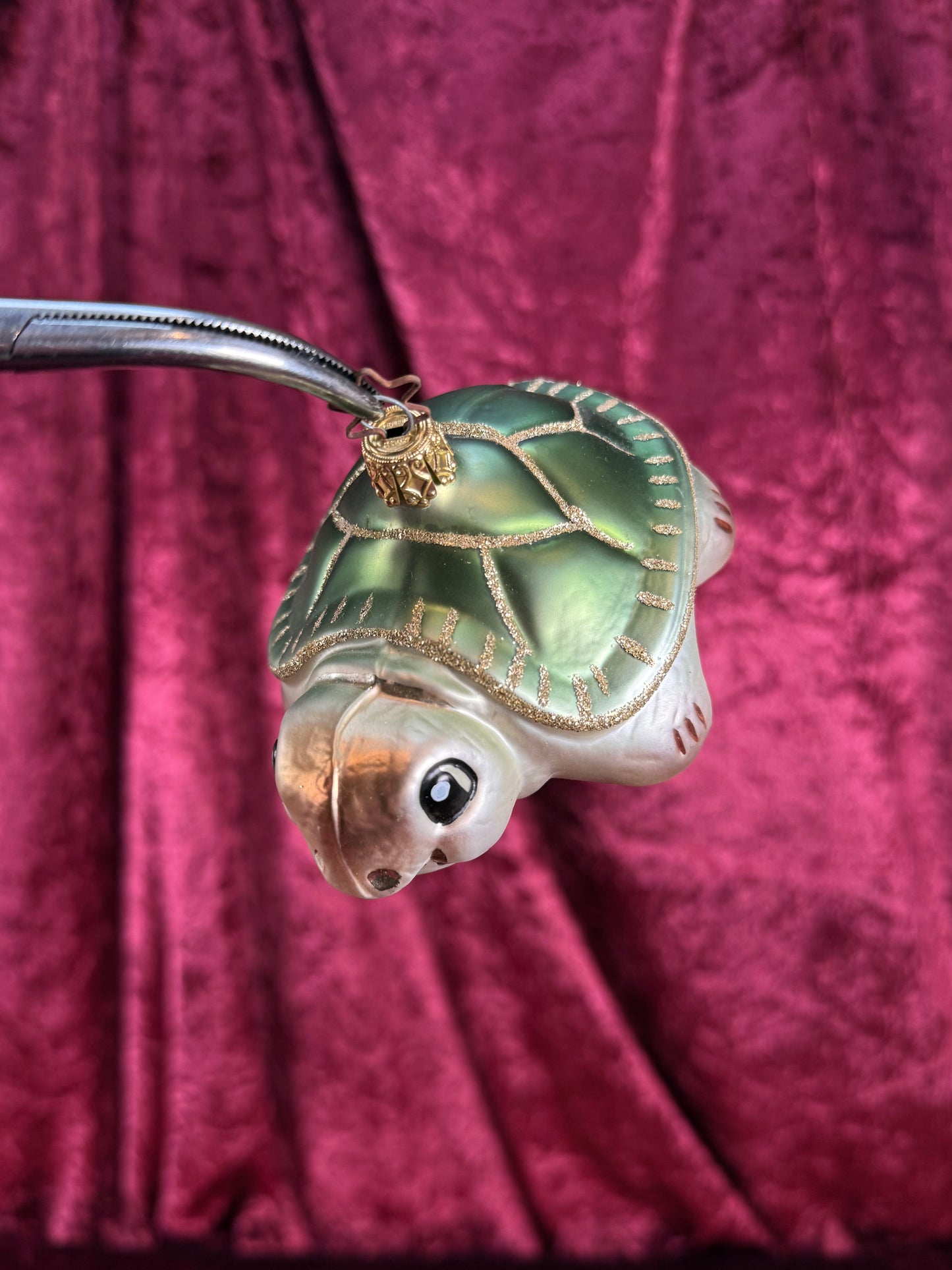 Vintage Christmas - Handblown Glass Ornament - Smiling Sea Turtle - Inge Glas - Germany