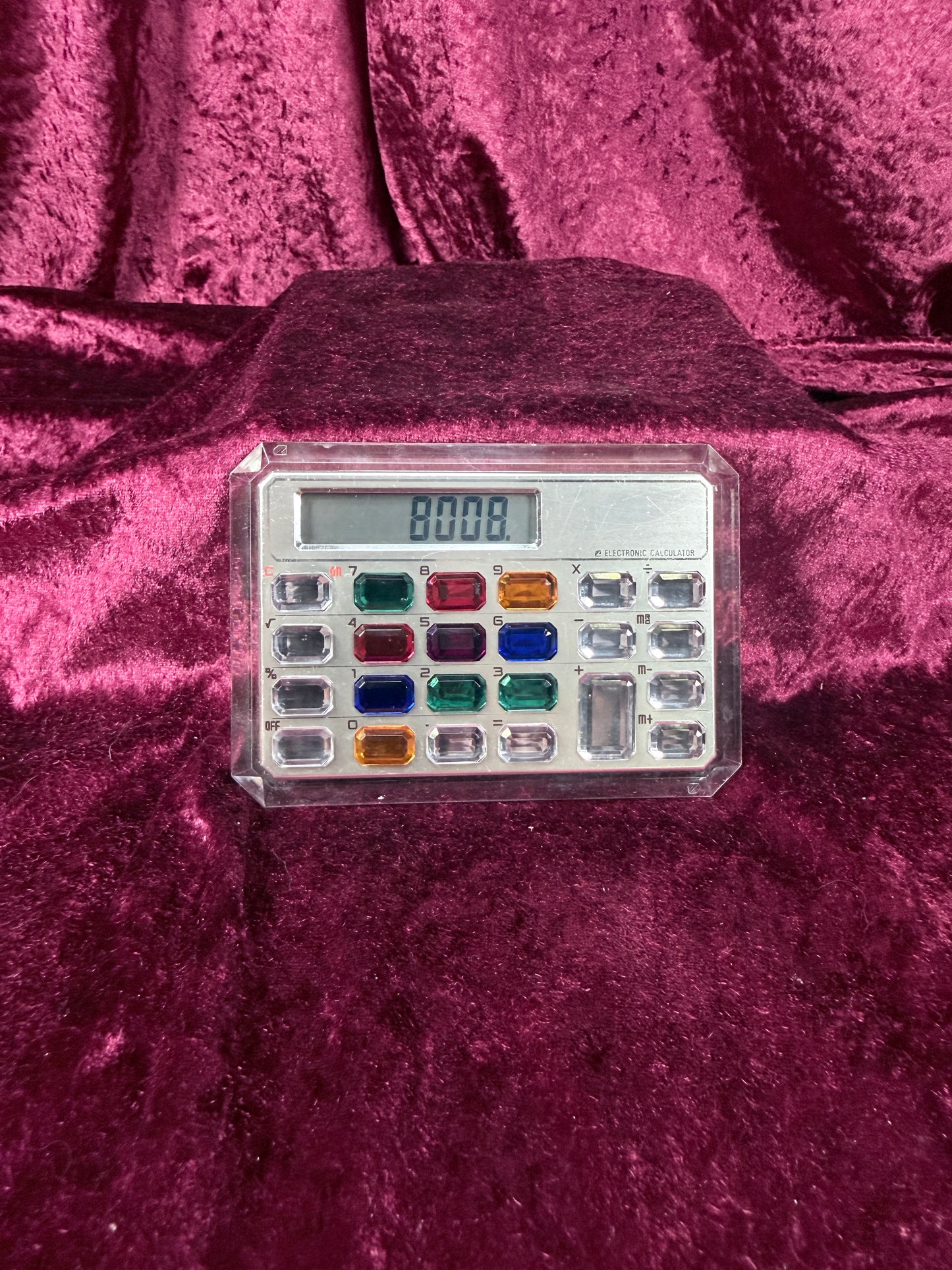 Vintage Lucite Electronic Desktop Calculator - Jewel Tone Keypad