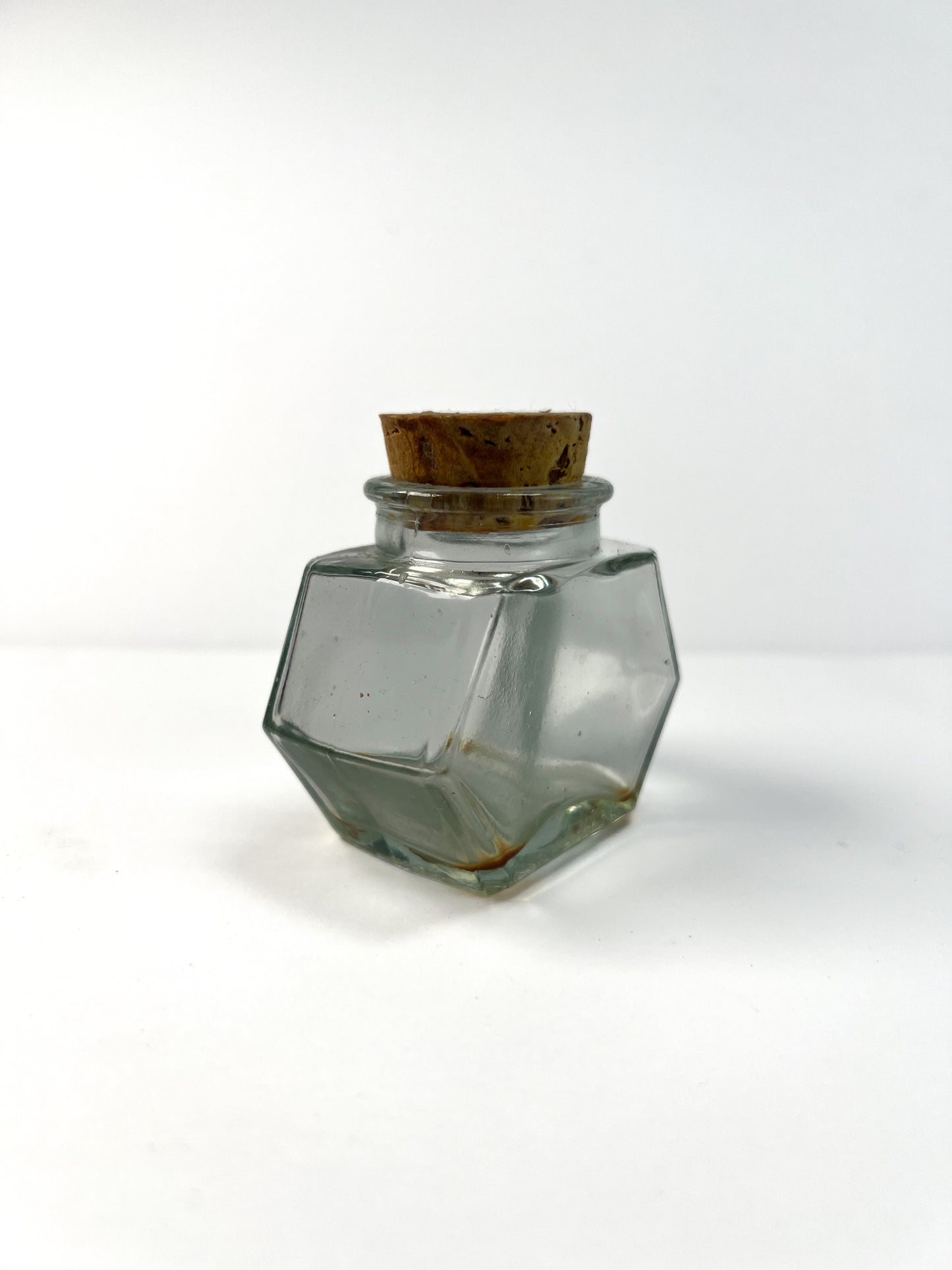 Vintage Miniature Glass Apothecary Bottle - Hexagon