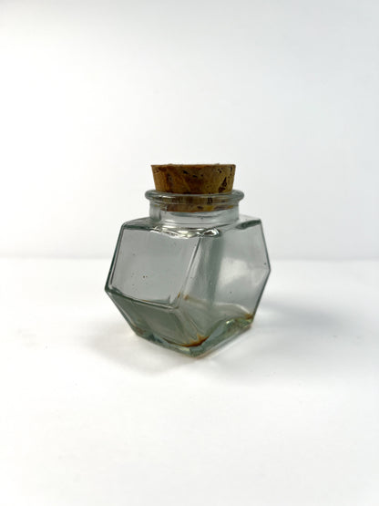 Vintage Miniature Glass Apothecary Bottle - Hexagon