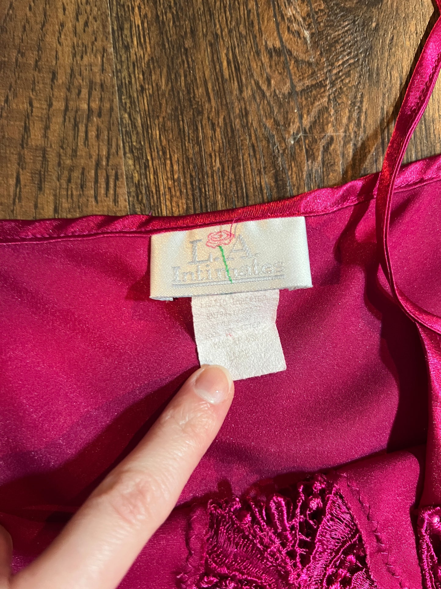 Vintage Clothing - L.A. Intimates Below The Knee Nightgown - Fuchsia Pink - Medium
