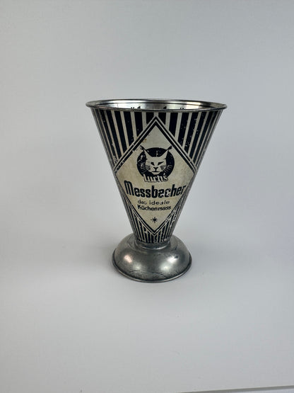 Vintage CAT Luchs Messbecher Dry Baking Measuring Cone - 1960s German Metal Cup