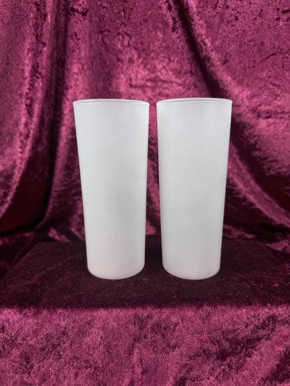 Vintage Milk Glass Tumbler Set – California Gold Rush Souvenir Pair