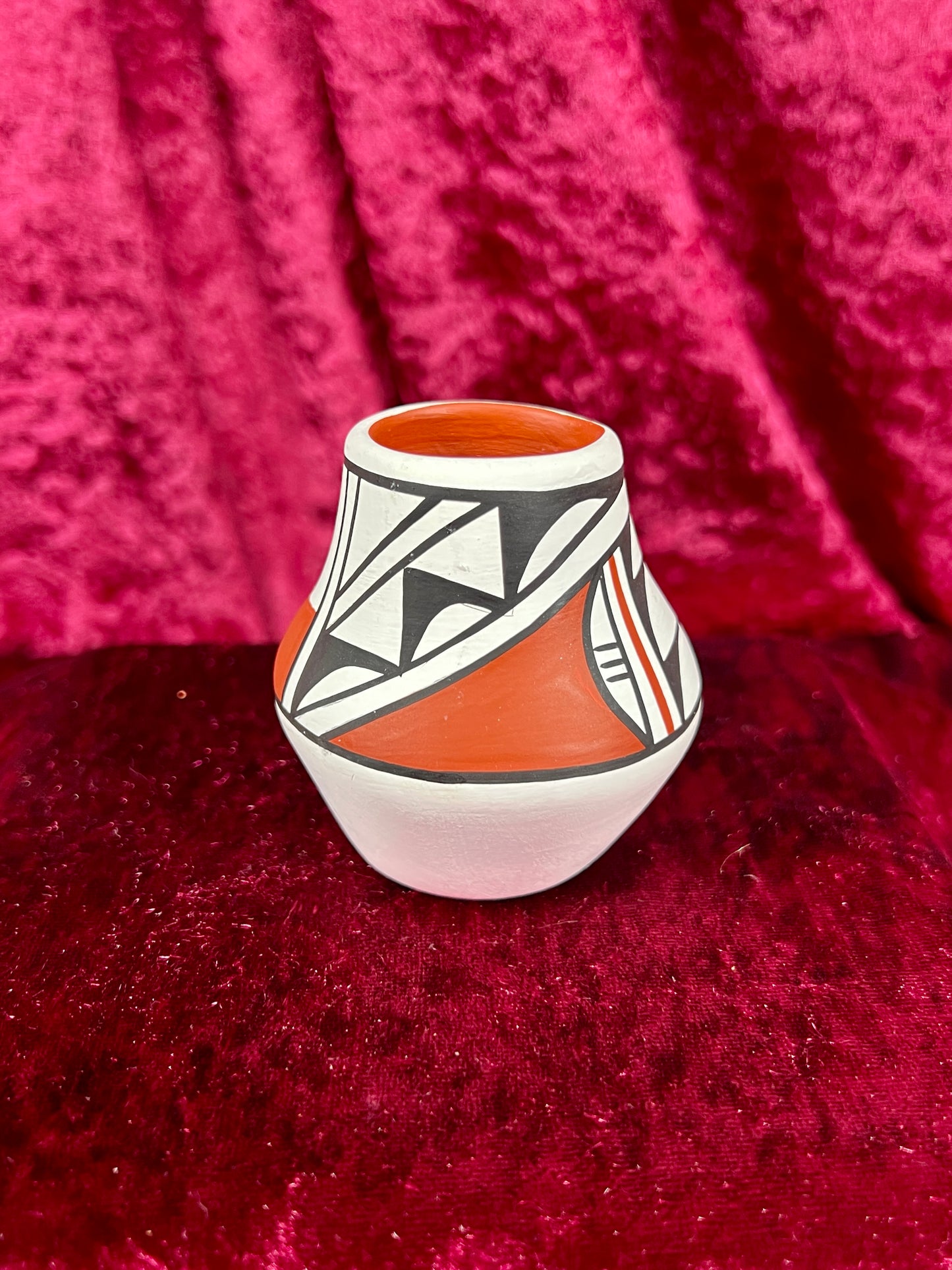 Vintage Pottery - Miniature Terracotta Vase - Painted - Signed Navajo