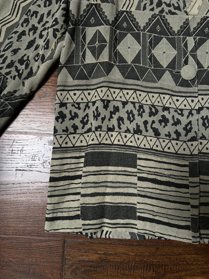 Vintage Signet Acetate Rayon Lightweight Jacket – Geometric Animal Print – Medium