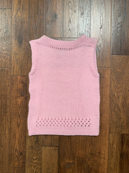Vintage Clothing - Knit Pullover Sweater Vest - Baby Pink - Rosanna - Made In U.S.A. - Small