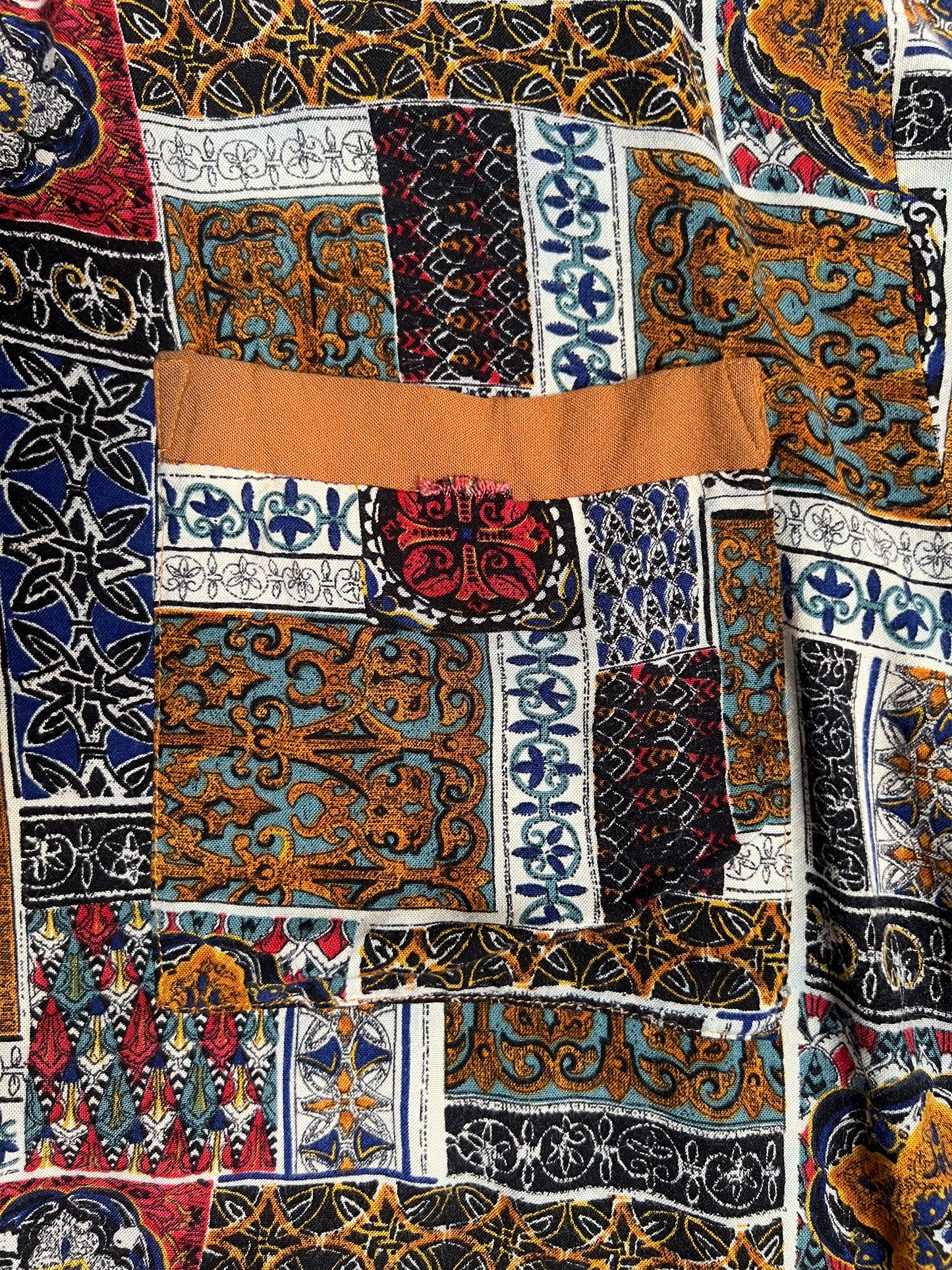 Vintage Clothing - Collared Button Up Short Sleeve Shirt - Mosaic Tiles Print - X-Large - Placements