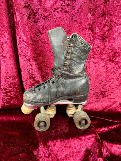 Vintage Leather Roller Skates – Black Leather - Chicago Wheels and Sure-Grip Trucks