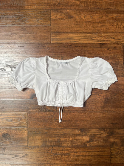 Vintage Clothing - Drindl Blouse with Puff Sleeves - White - X-Small - Stockerpoint