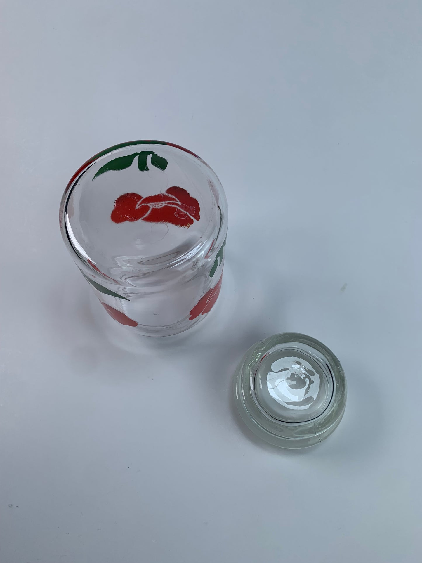 Vintage Kitchen - Glass Canister - Red Poppy Flowers - 7"