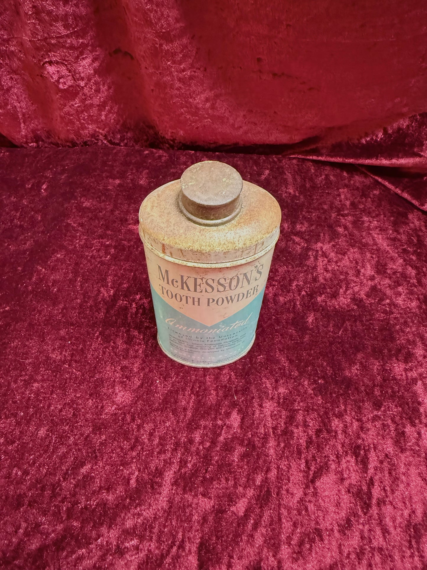 Vintage Medicine Cabinet - Metal Tin - McKesson’s Tooth Powder - Ammoniated