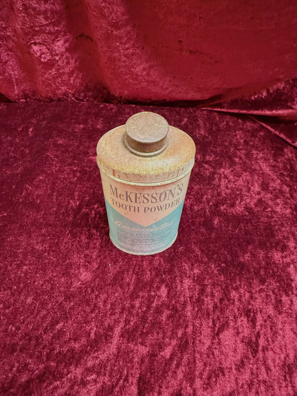 Vintage Medicine Cabinet - Metal Tin - McKesson’s Tooth Powder - Ammoniated