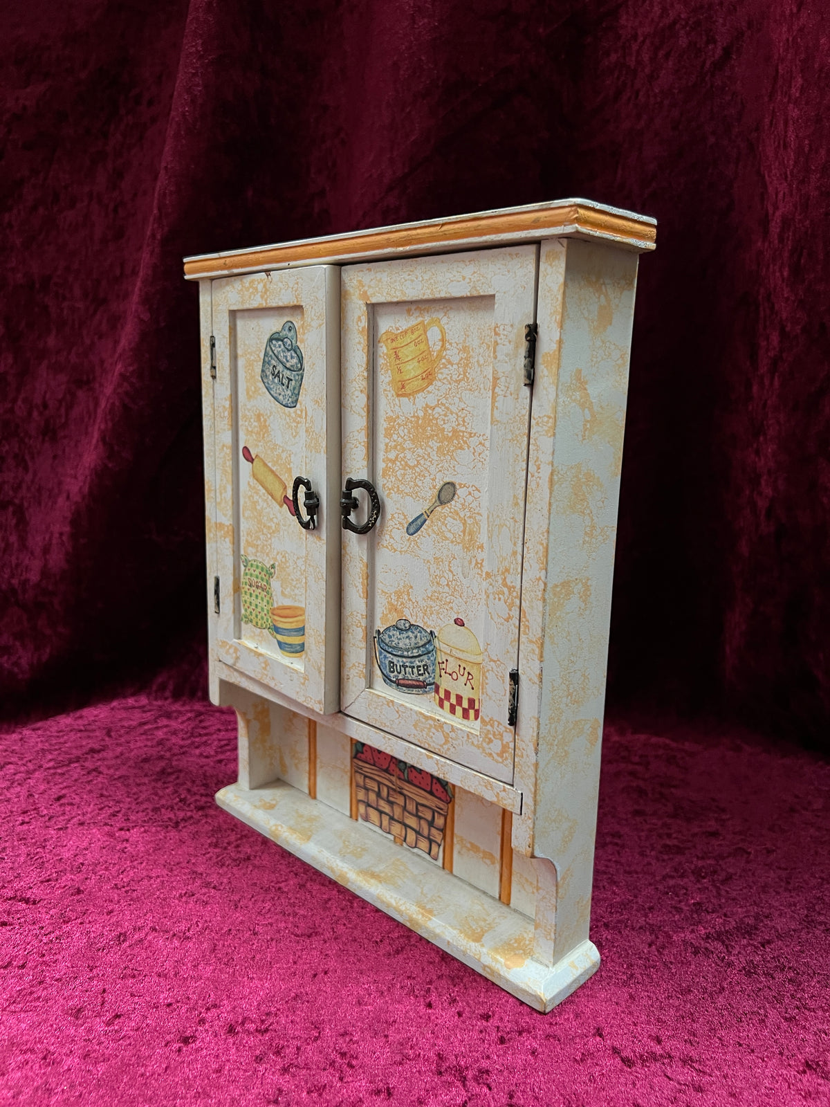 Vintage Terry's Village Wood Key Cabinet - Kitchen Cupboard Wall Key Holder