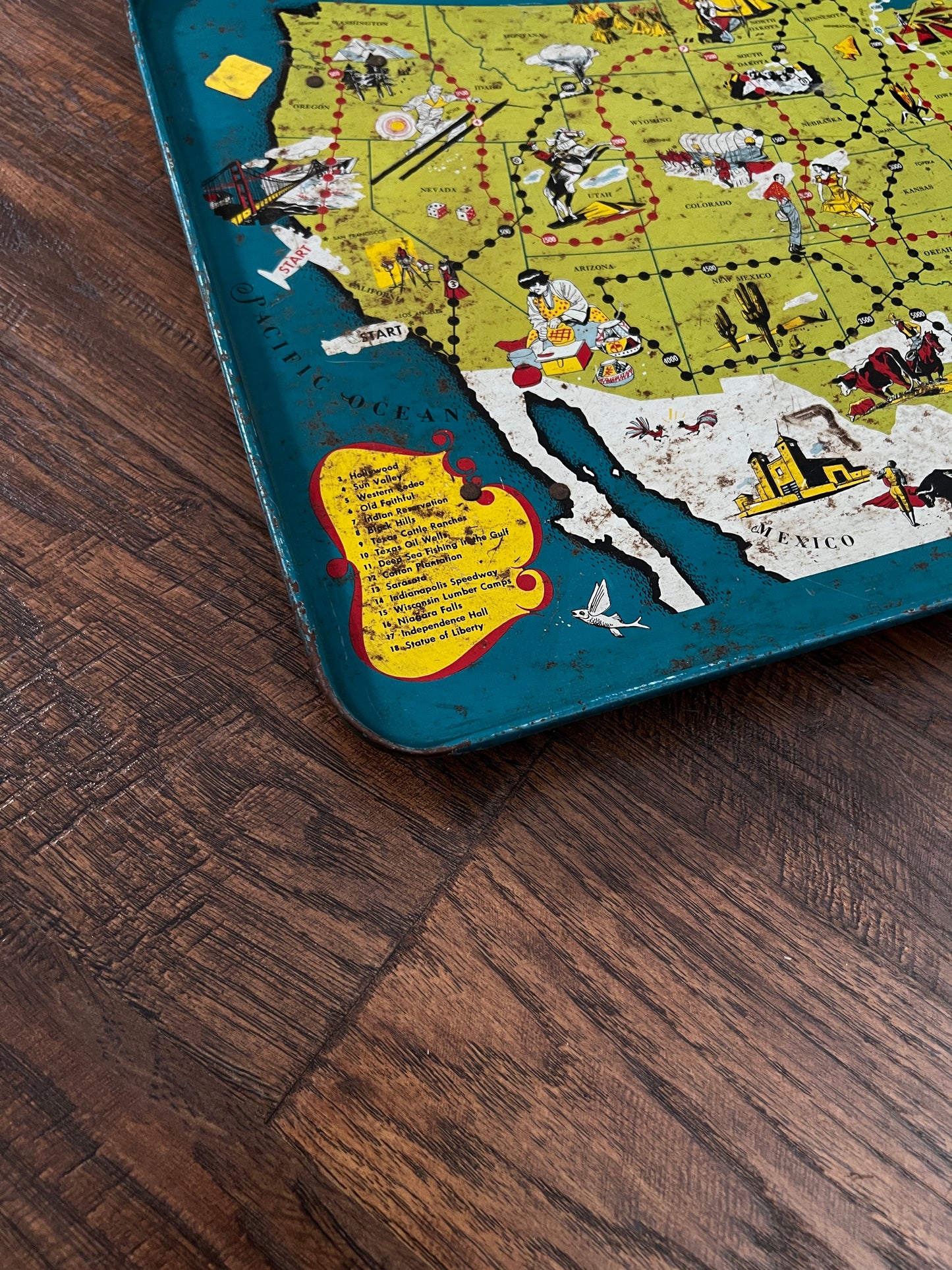 Vintage Metal TV Tray - Replogle Play-Tray USA Map Game