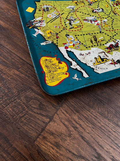 Vintage Metal TV Tray - Replogle Play-Tray USA Map Game
