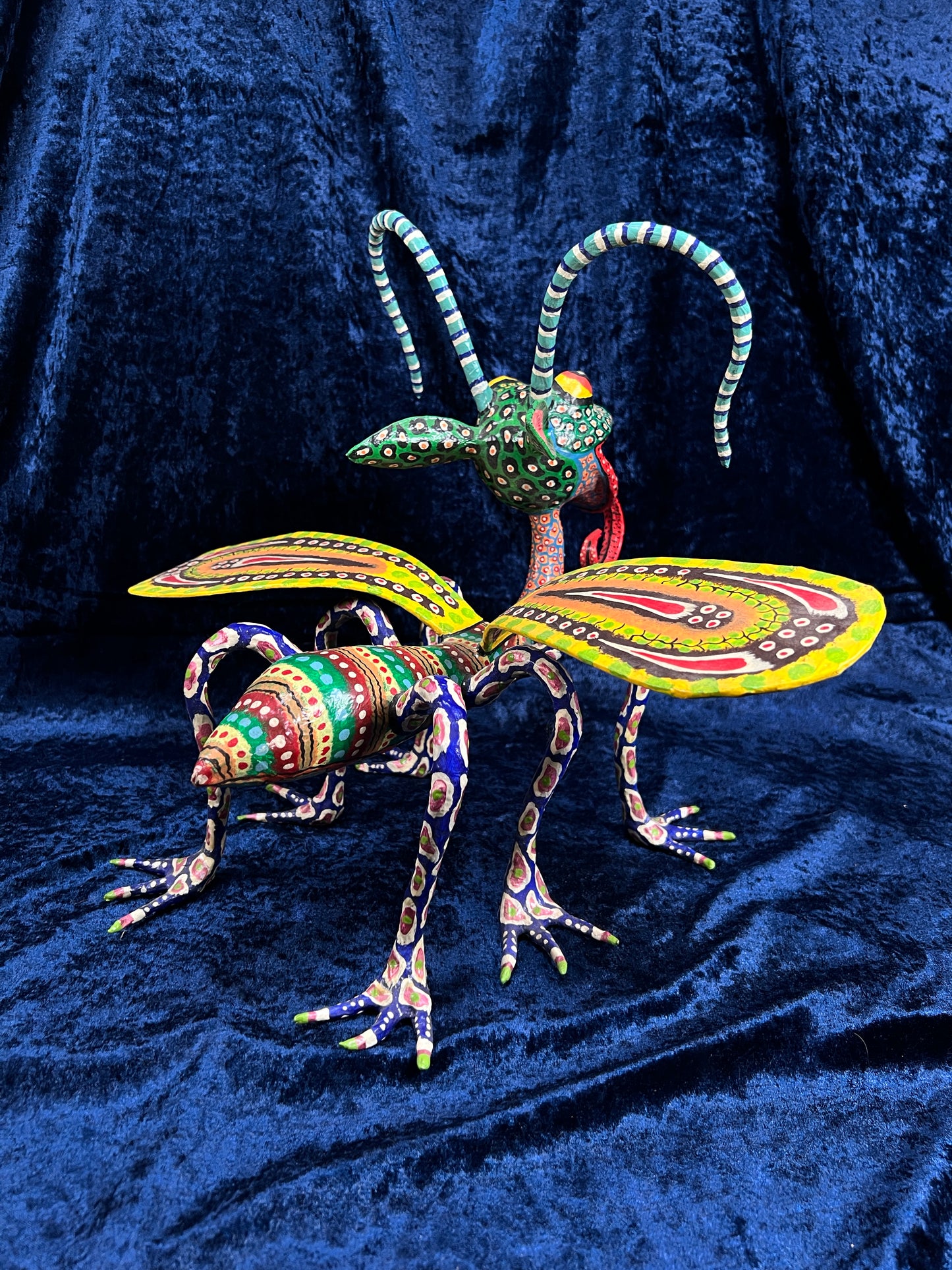 Vintage Paper Mache Alebrije Sculpture – Fantastical Winged Lizard Folk Art