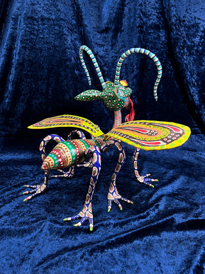 Vintage Paper Mache Alebrije Sculpture – Fantastical Winged Lizard Folk Art