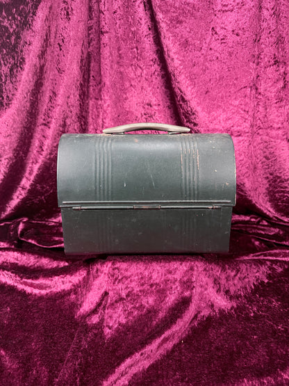 Vintage Metal Lunch Box - Green Dome Top Patent Pending Design