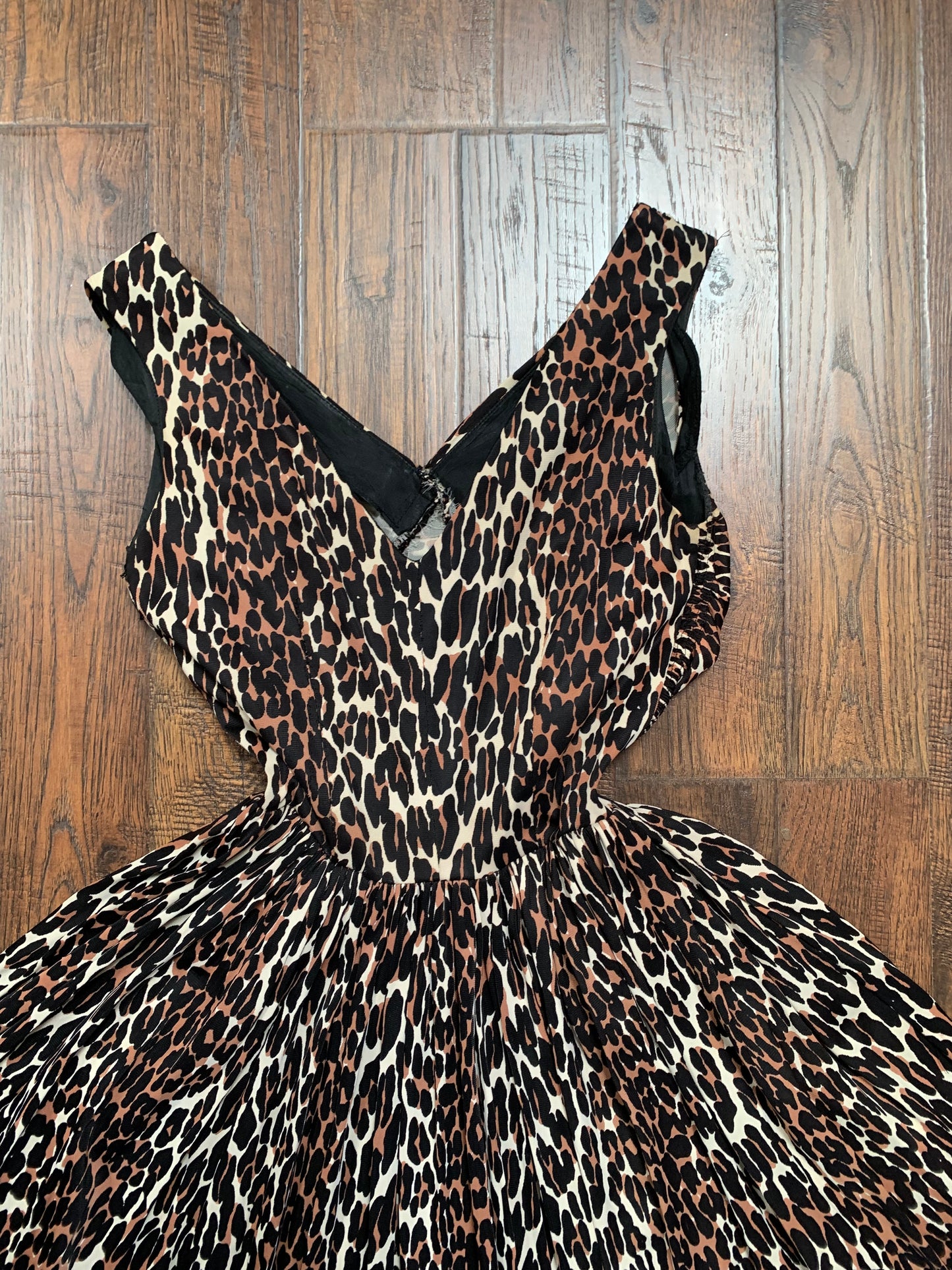 Vintage Clothing - A-Line Cocktail Party Dress - Leopard Print - Klever Klad Junior - Small