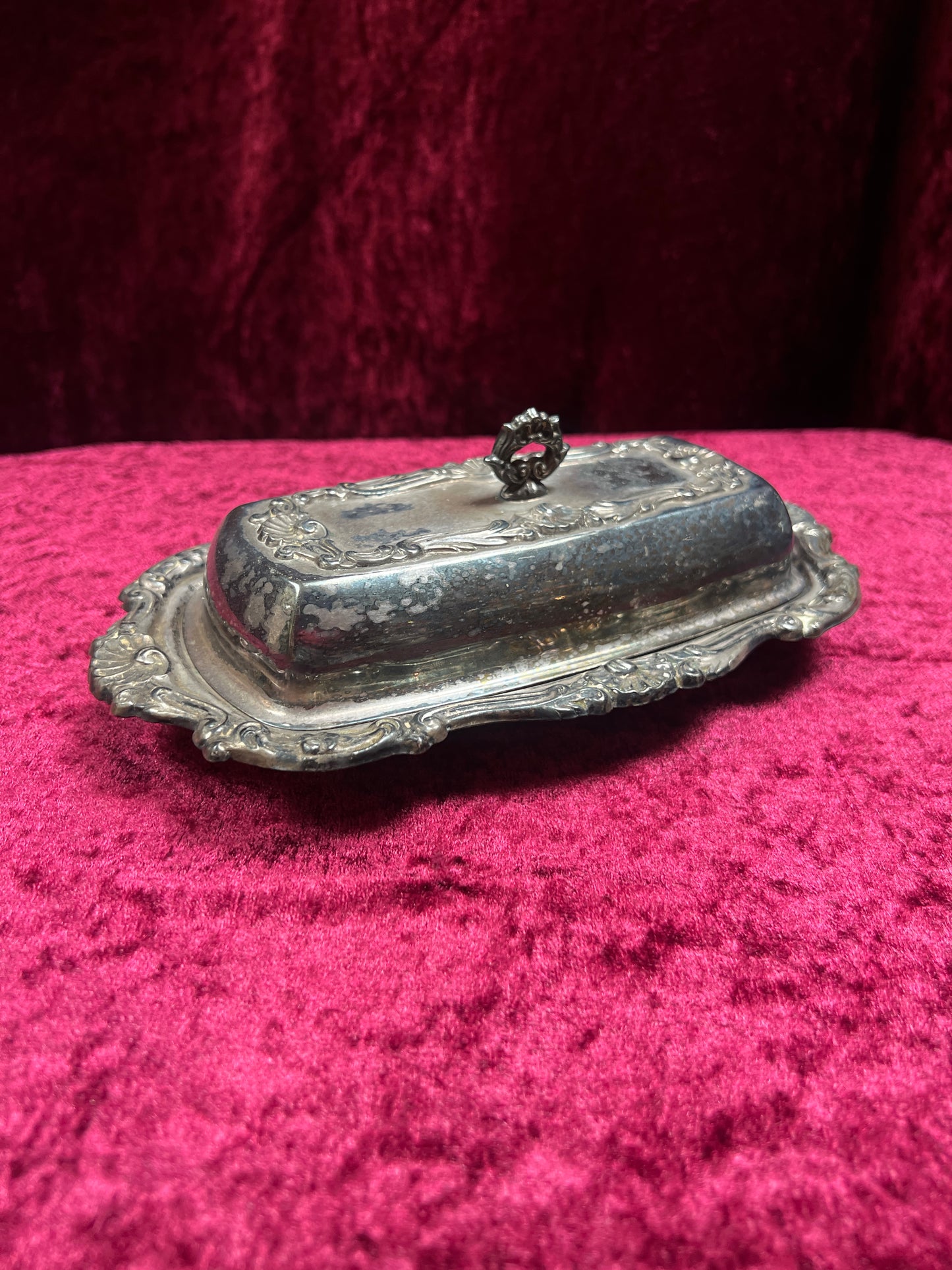 Vintage Silverplate Butter Dish - Ornate Rococo Design with Glass Liner
