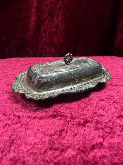 Vintage Silverplate Butter Dish - Ornate Rococo Design with Glass Liner