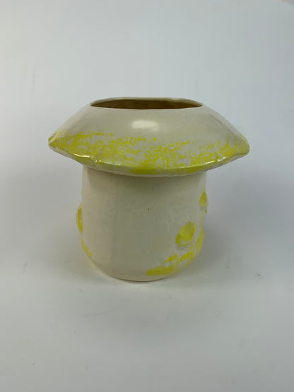 Vintage Planter - Arnel's Style Yellow and White 3D Mushrooms
