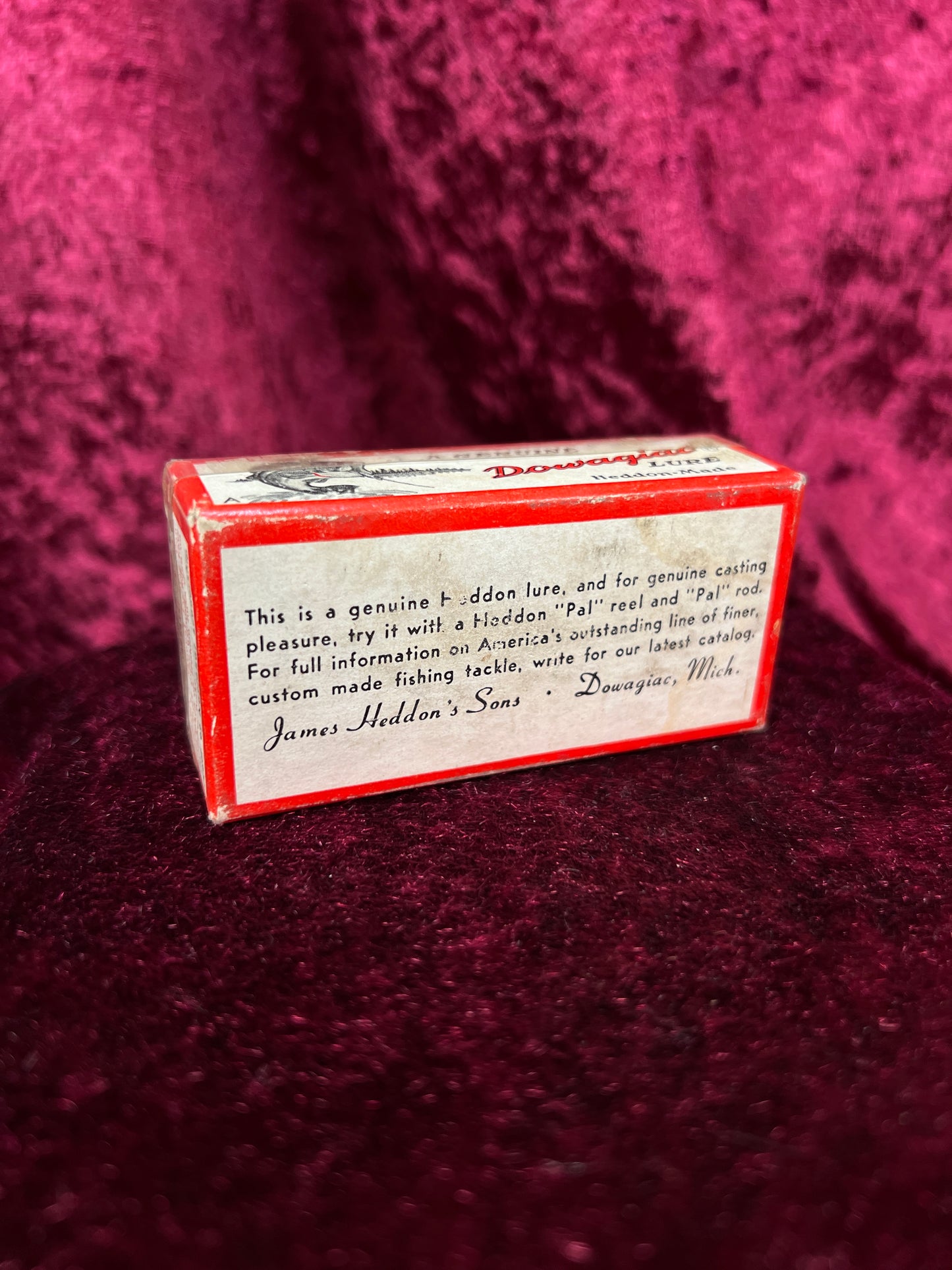 Vintage Heddon Plastic Fishing Lure - Baby Zara Red Head with Original Box