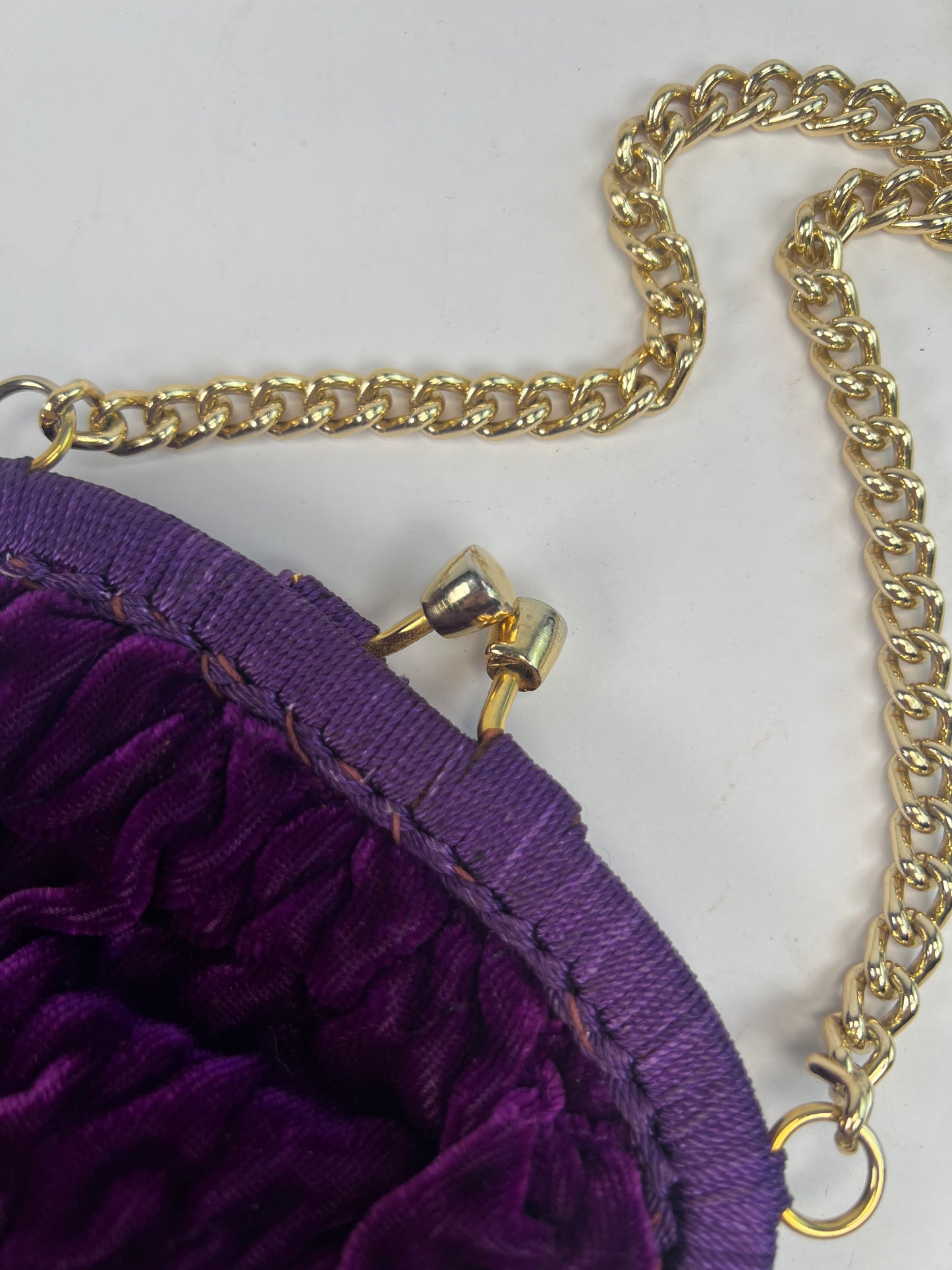 Vintage Purse - Evening Shoulder Bag - Crushed Royal Purple Velvet - An Olympic Accessory - Made In Italy