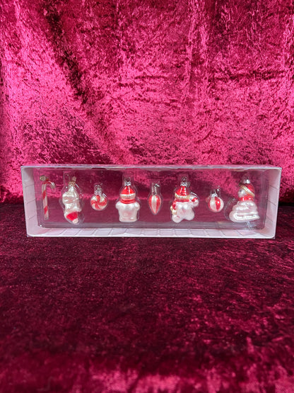 Vintage Christmas - Mini Glass Ornament Set - Snowmen and Candy Canes - Department 56
