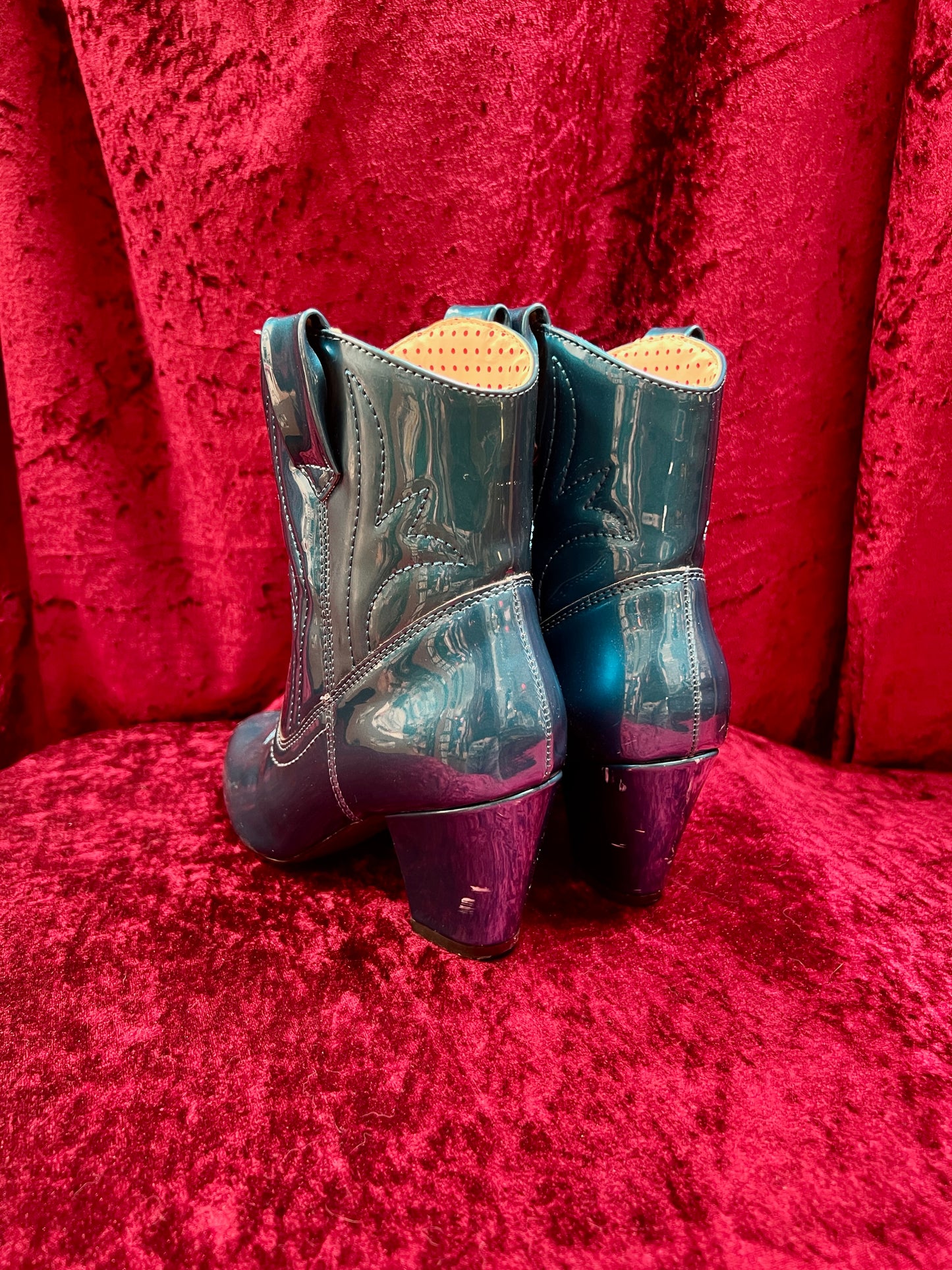 Vintage Style Shoes - Heeled Cowboy Boots - Electric Blue - Size 5 - But Another Innocent Tale (BAIT)