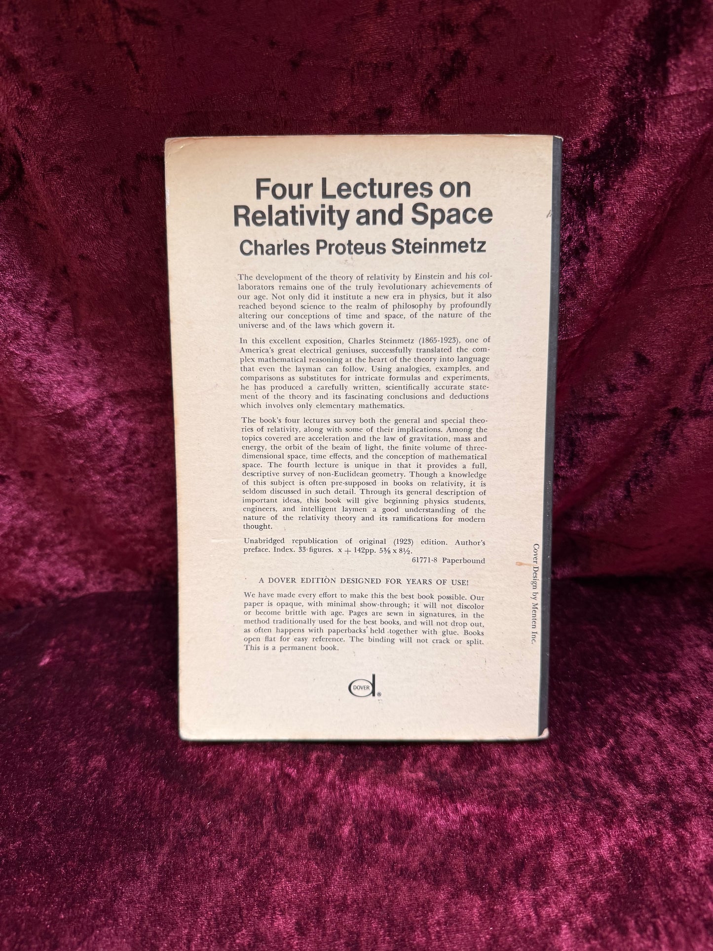 Vintage Paperback Book - Four Lectures on Relativity and Space - Charles Proteus Steinmetz