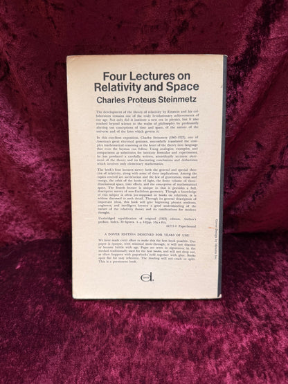Vintage Paperback Book - Four Lectures on Relativity and Space - Charles Proteus Steinmetz