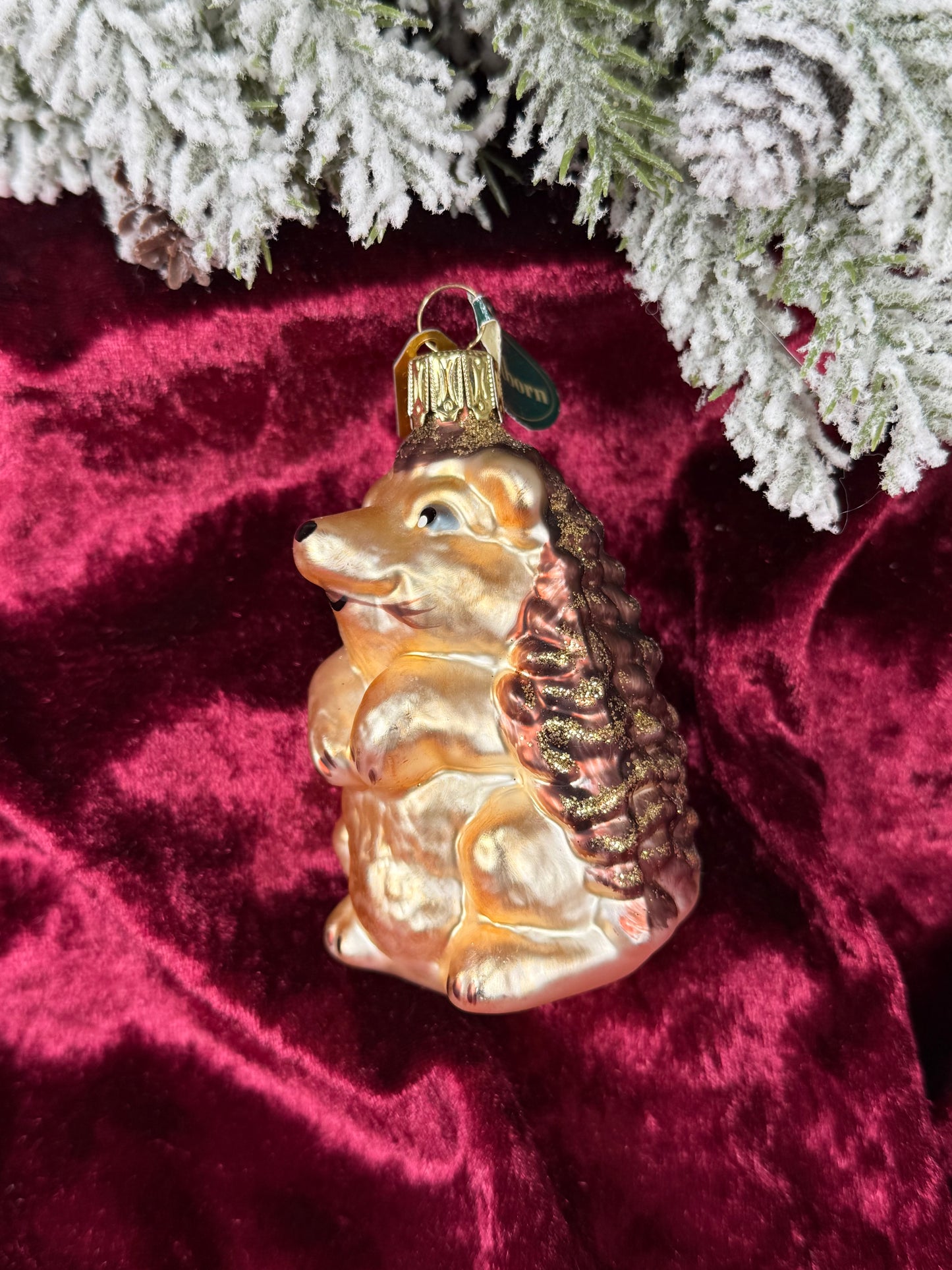 Vintage Christmas - Handblown Glass Ornament - Glitter Hedgehog - Discovery Channel - Christborn