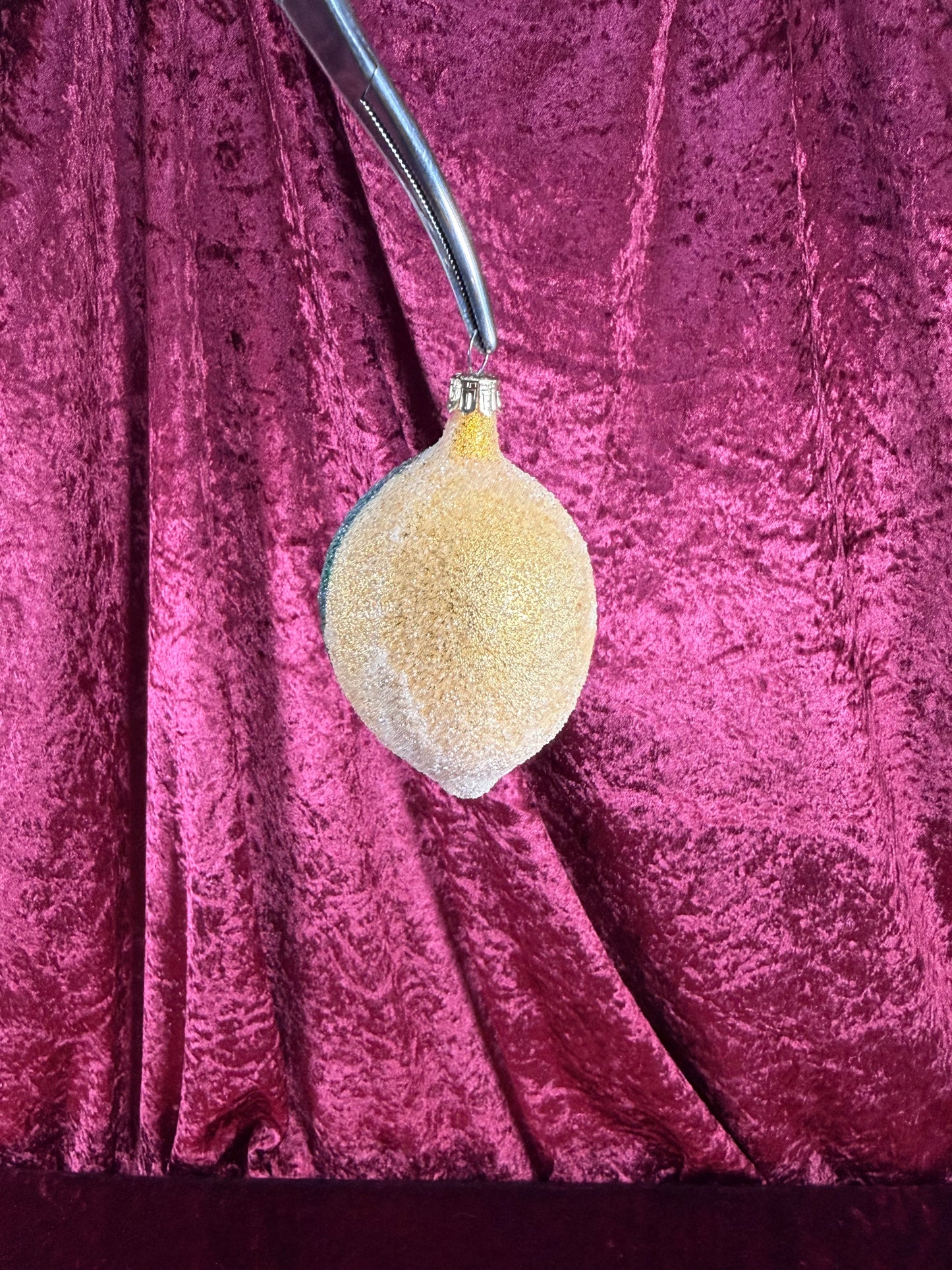 Vintage Christmas - Handblown Glass Ornament - Venetian Dew Lemon - Germany