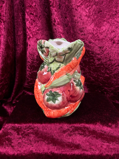Vintage Ceramic Pitcher - Hand Painted 3D Vegetable Relief - World Bazaar Inc