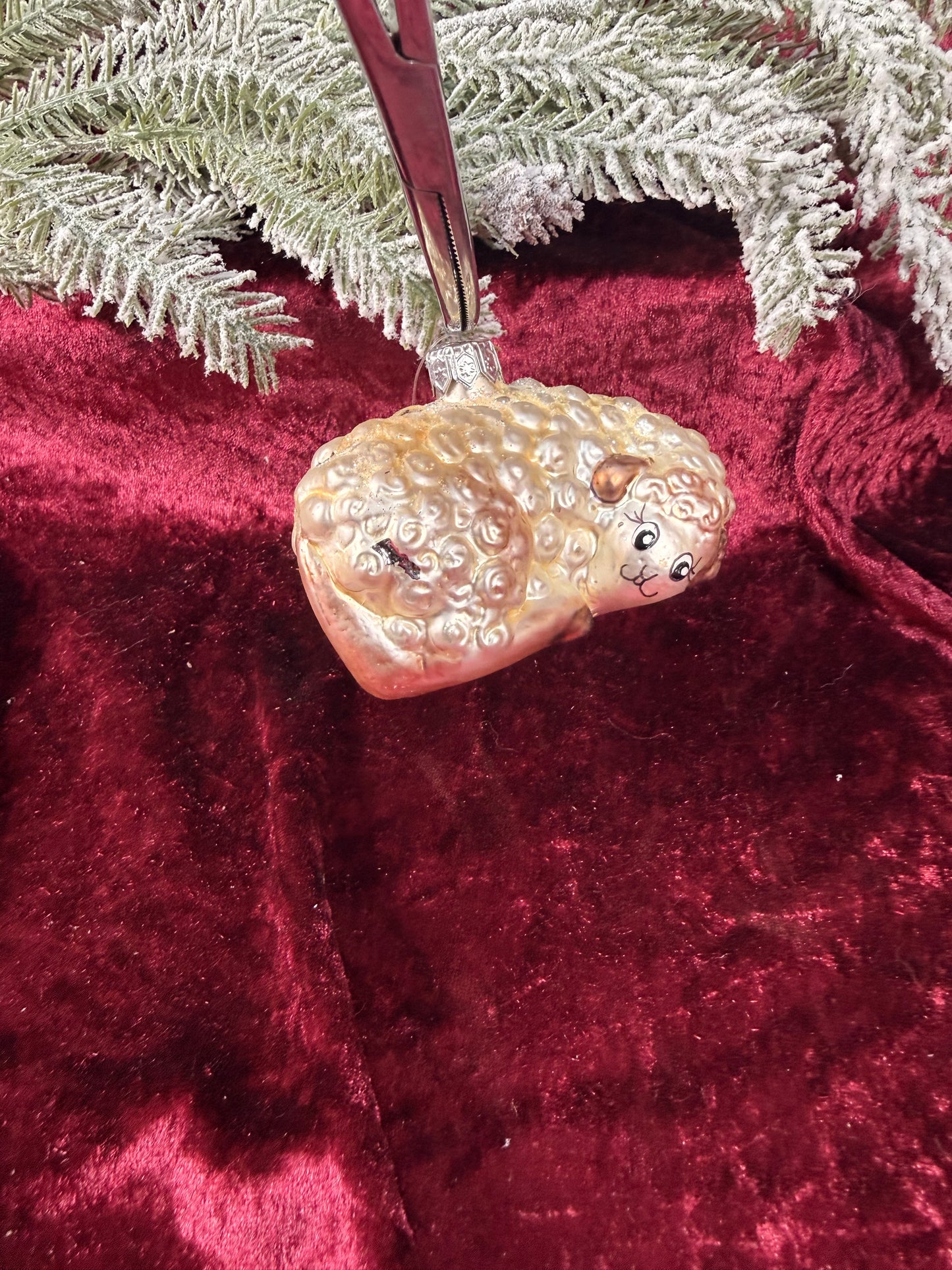 Vintage Christmas - Handblown Glass Ornament - Sheep - Inge Glas - Germany