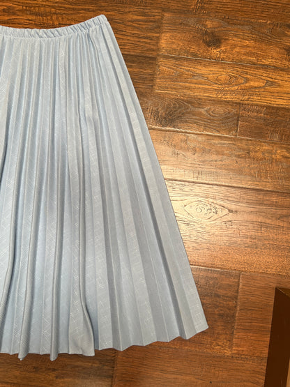 Vintage Clothing - Below The Knee Pleated Skirt - Sky Blue - X-Large