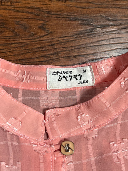Vintage Clothing - Semi-Sheer Textured Blouse - Peach Pink - Medium