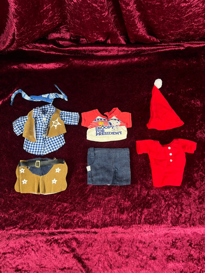 Vintage 1979 Plush Snoopy Doll and His Wardrobe - 10 Outfits - Determined Productions Inc.