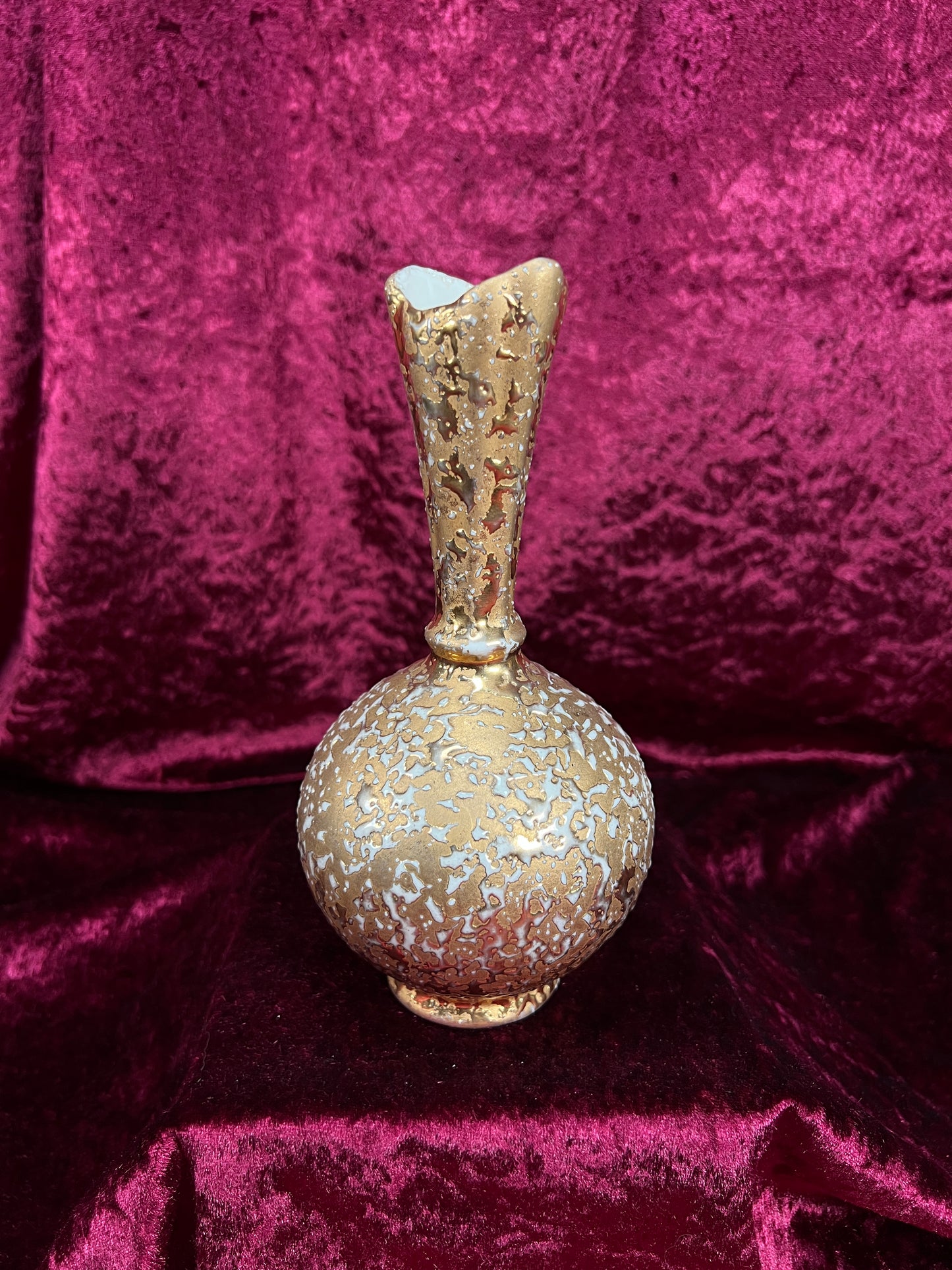 Vintage Ceramic Bud Vase – Dixon Art Studio Gold Textured Mid Century Design